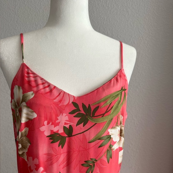La Cabana Hawaiian Floral Maxi Pink Dress Size M - Picture 2 of 9